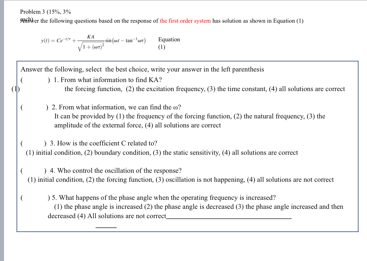 Problem 3 ( 1 5 % , 3 % eqfibler the following