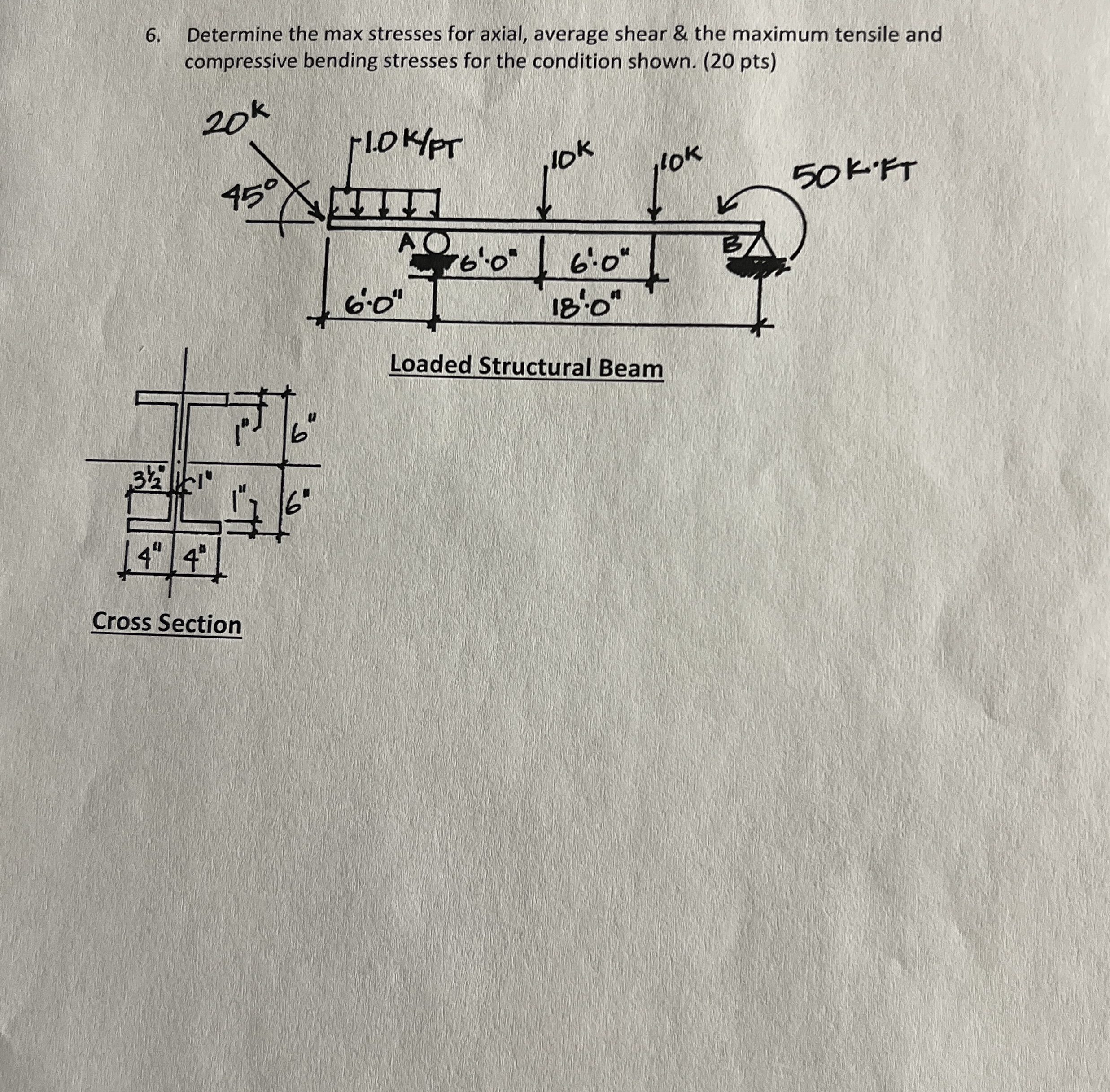 Determine the max stresses for axial, average