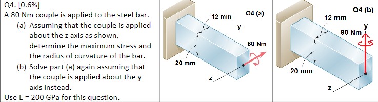 Q 4 . [ 0 . 6 \ % ] A 8 0 Nm couple is applied to