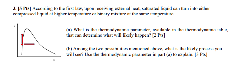3 . [ 5 Pts ] According to the first law, upon