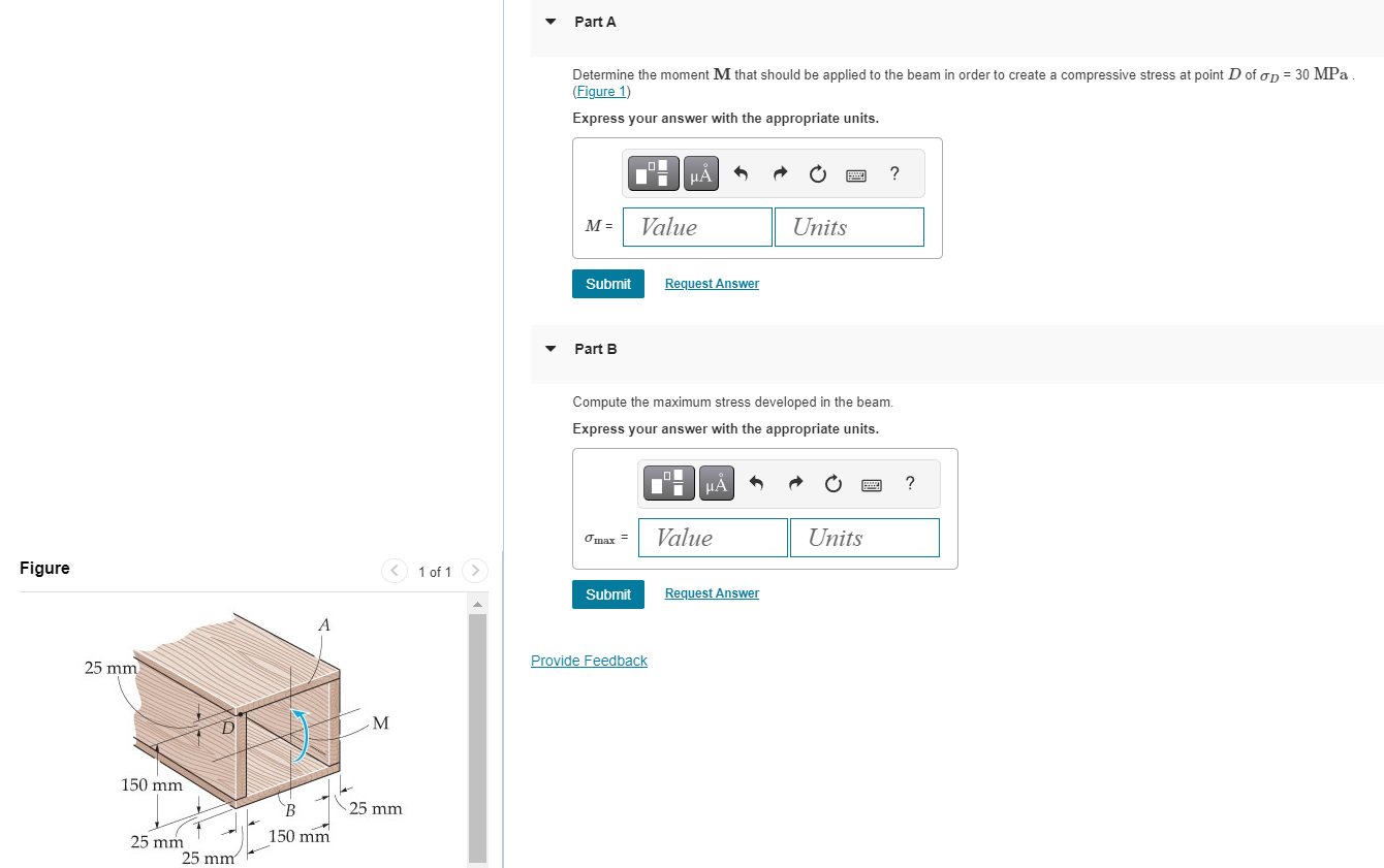 Part A Determine the moment M that should be