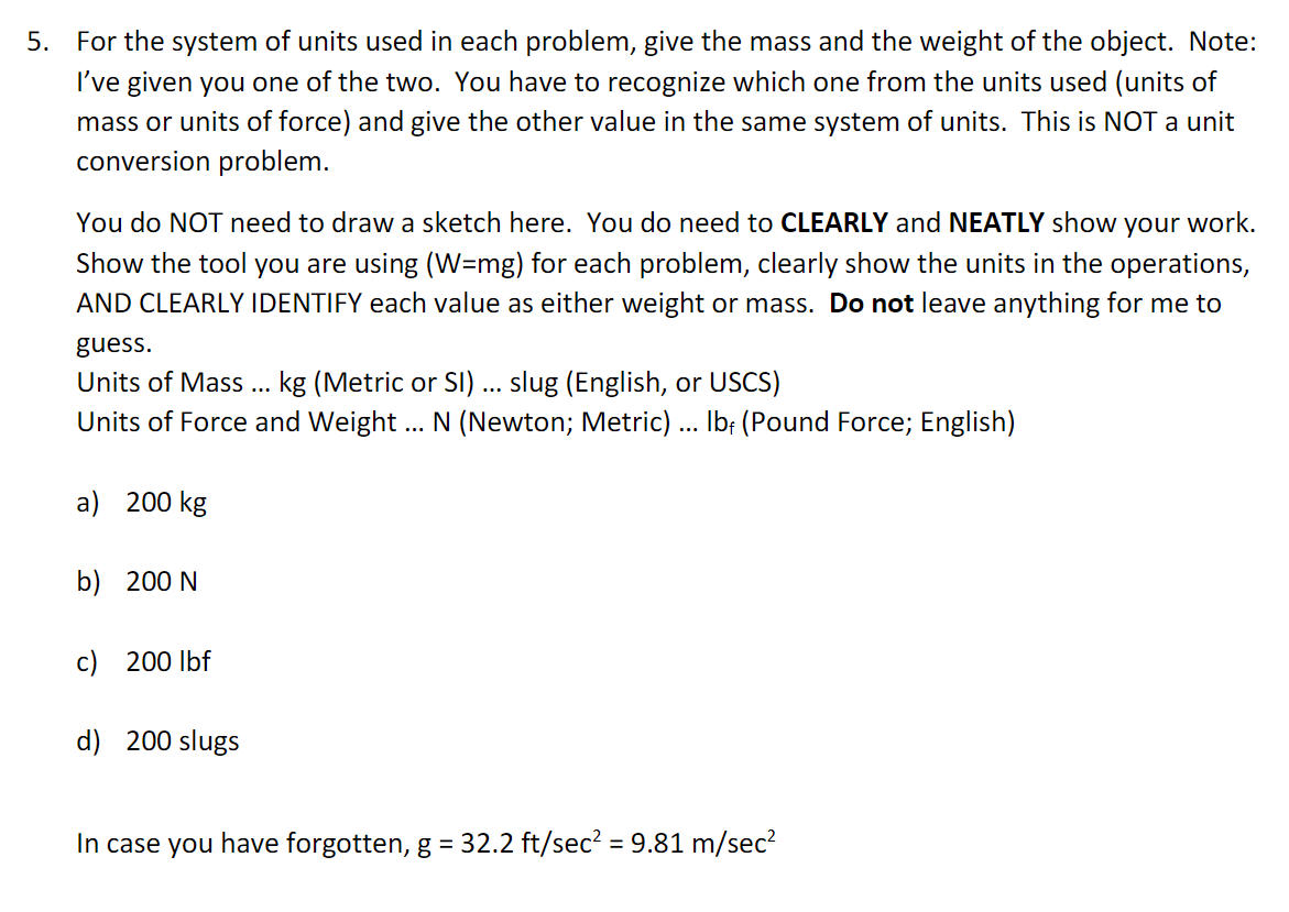 For the system of units used in each problem,