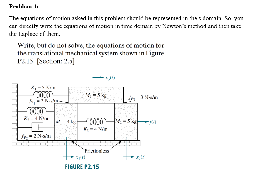 Problem 4 : The equations of motion asked in this