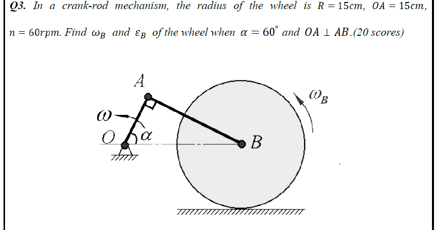 Q 3 . In a crank - rod mechanism, the radius of