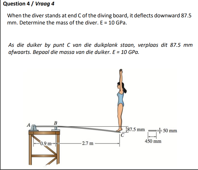 Question 4 / Vraag 4 When the diver stands at end