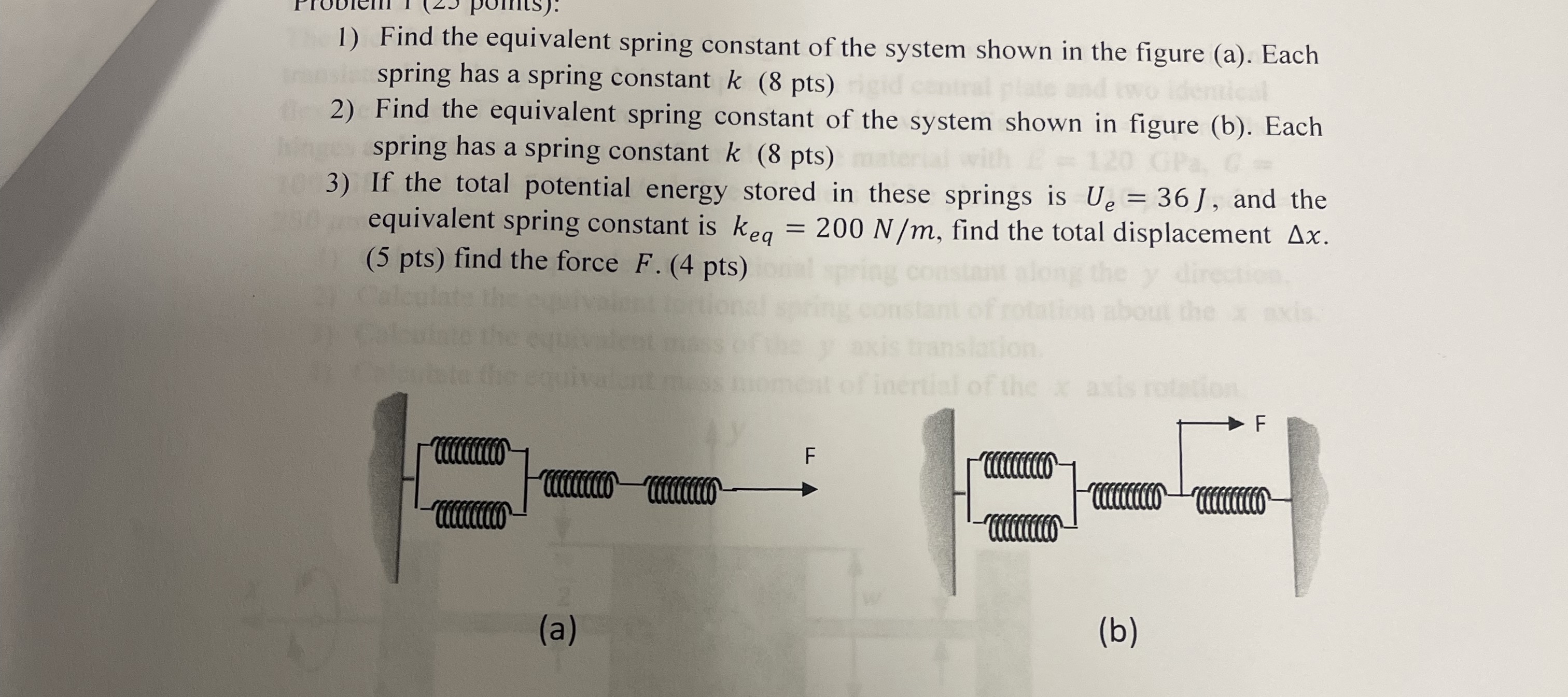 Find the equivalent spring constant of the system