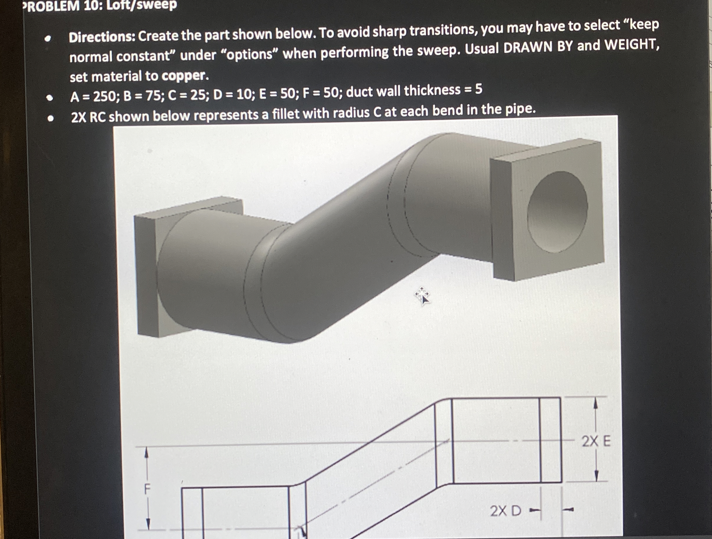 Directions: Create the part shown below. To avoid