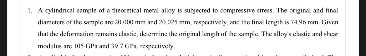 A cylindrical sample of a theoretical metal alloy