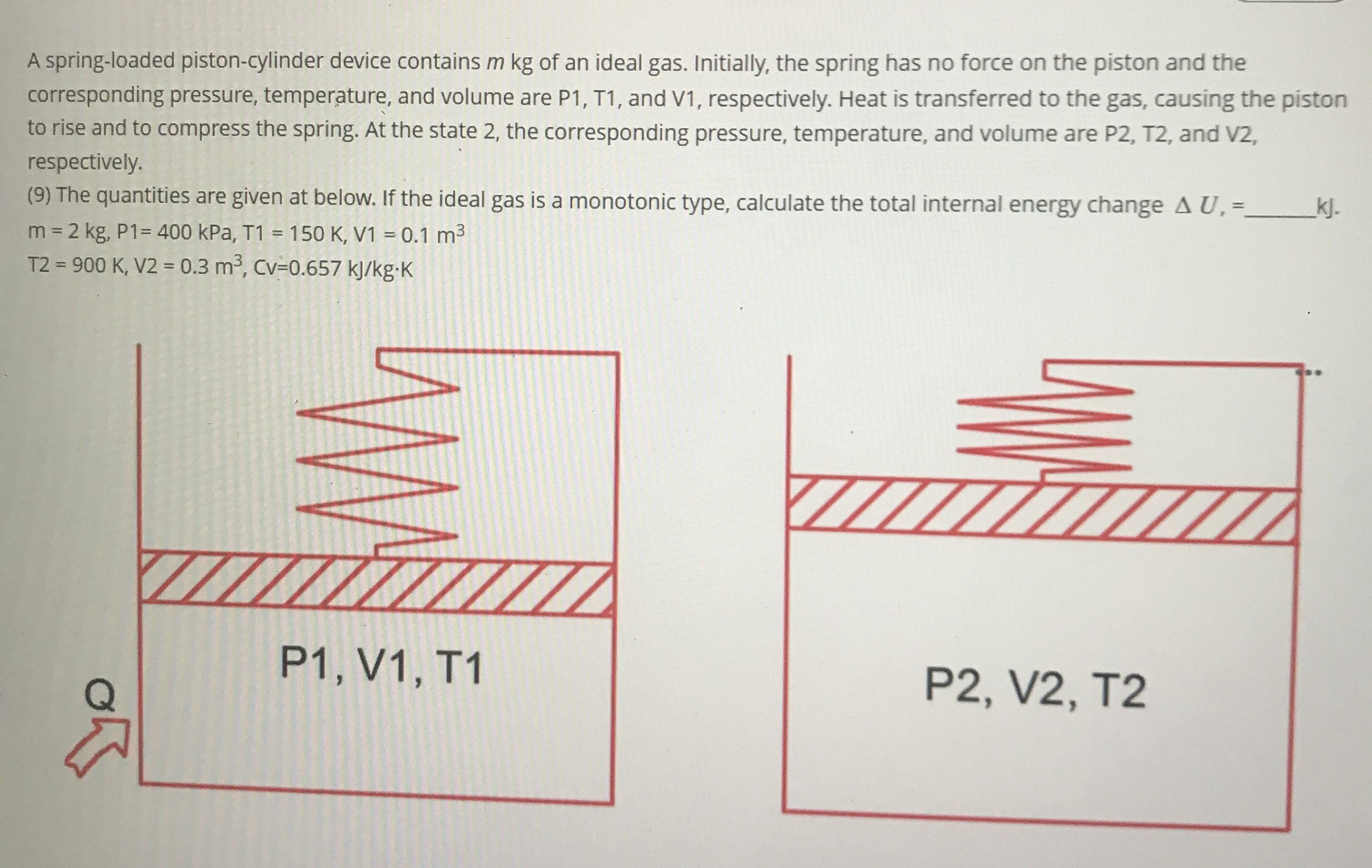 A spring - loaded piston - cylinder device