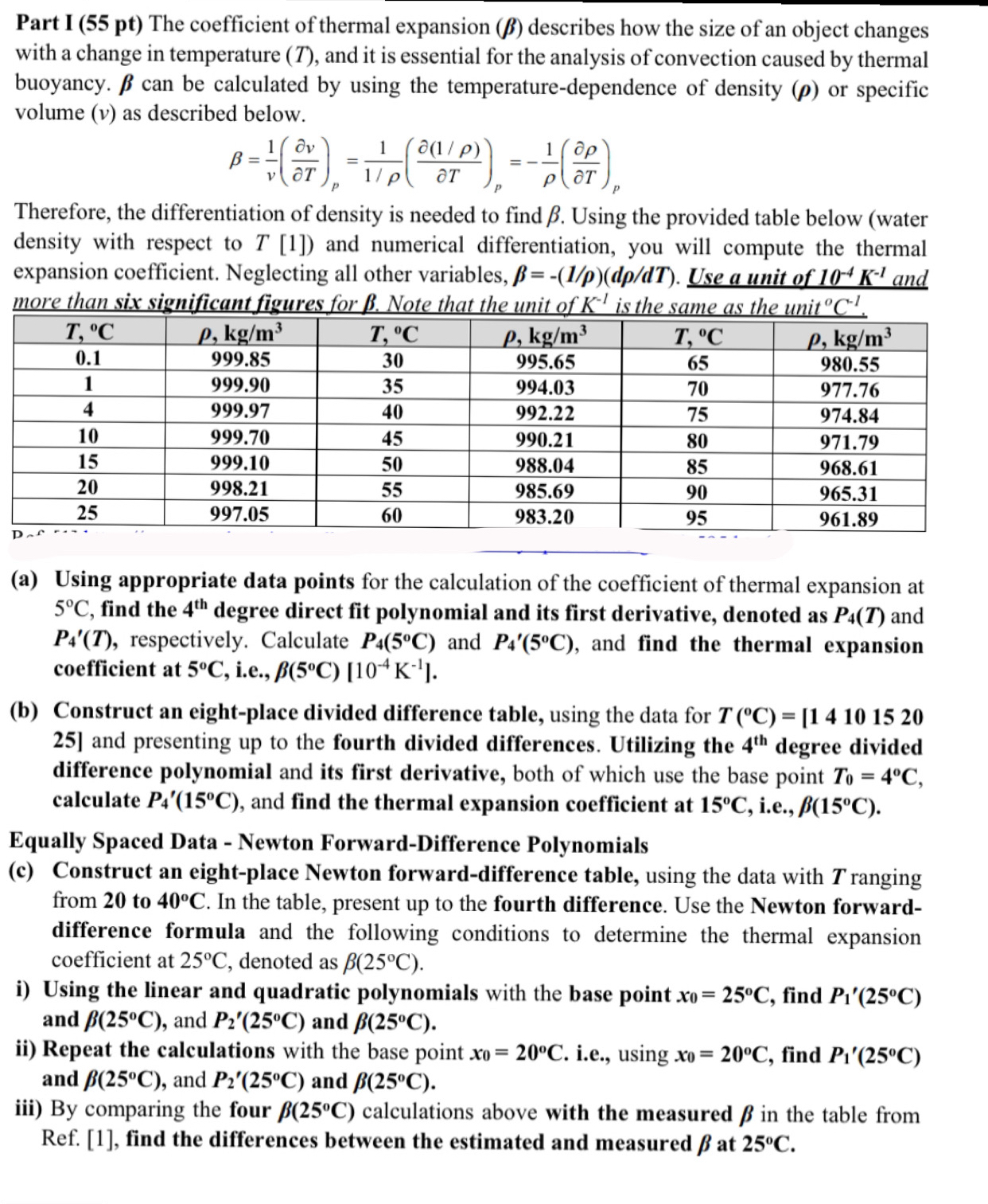 Part I ( 5 5 p t ) The coefficient of thermal