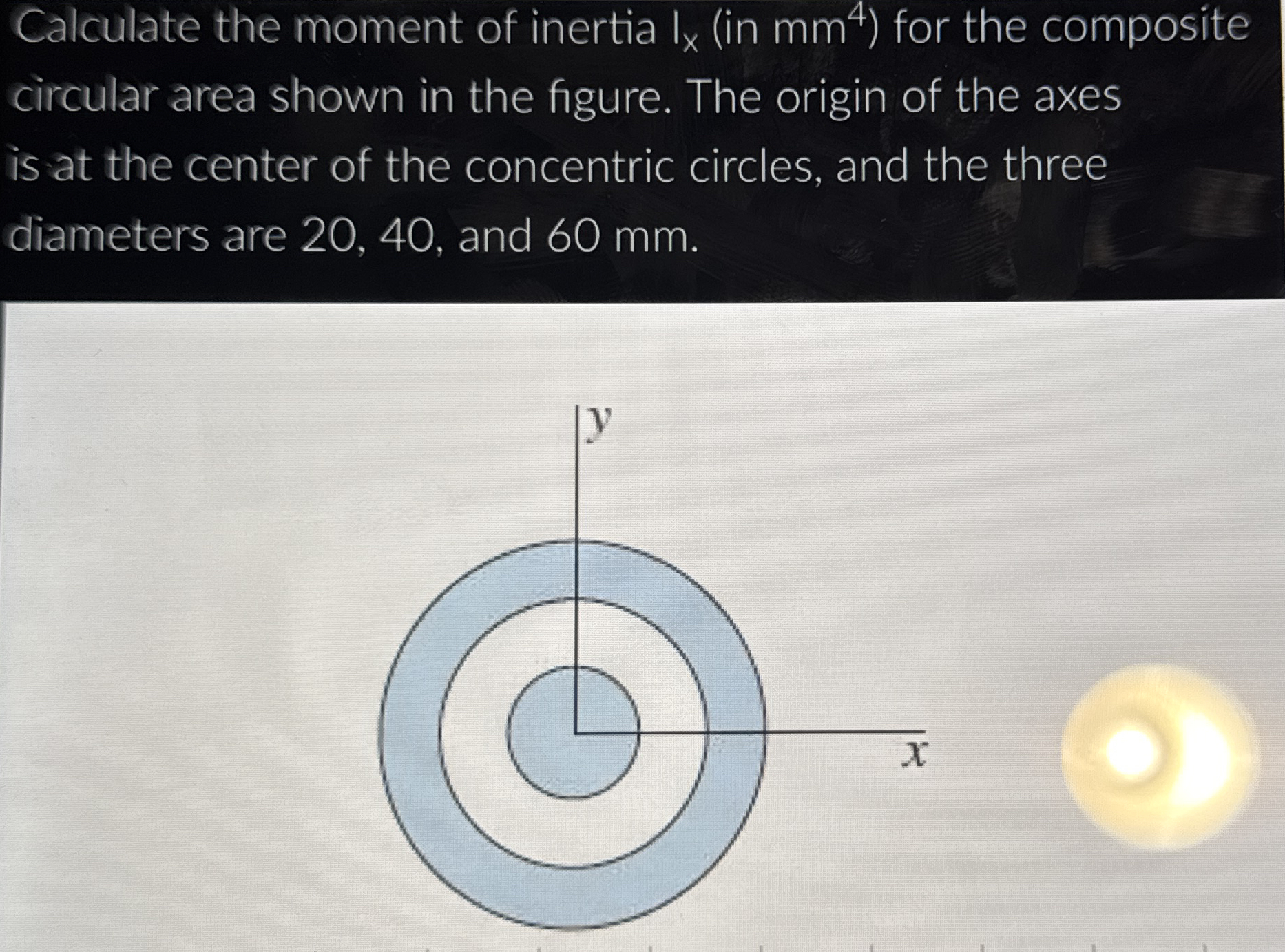 Calculate the moment of inertia I x ( in m m 4 )