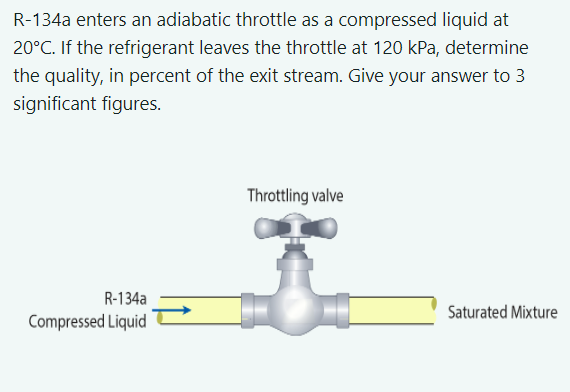 R - 1 3 4 a enters an adiabatic throttle as a