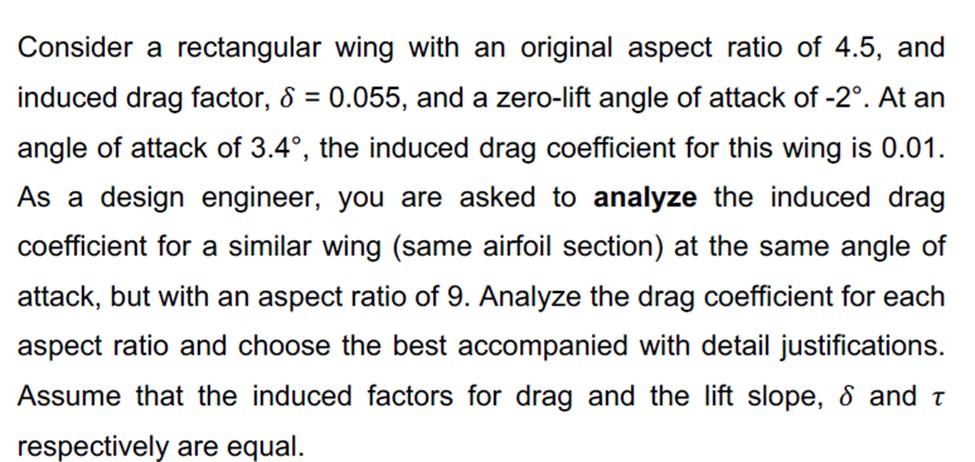 Consider a rectangular wing with an original