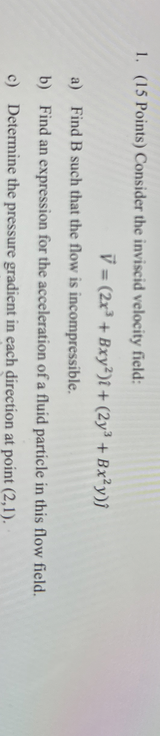 ( 1 5 Points ) Consider the inviscid velocity