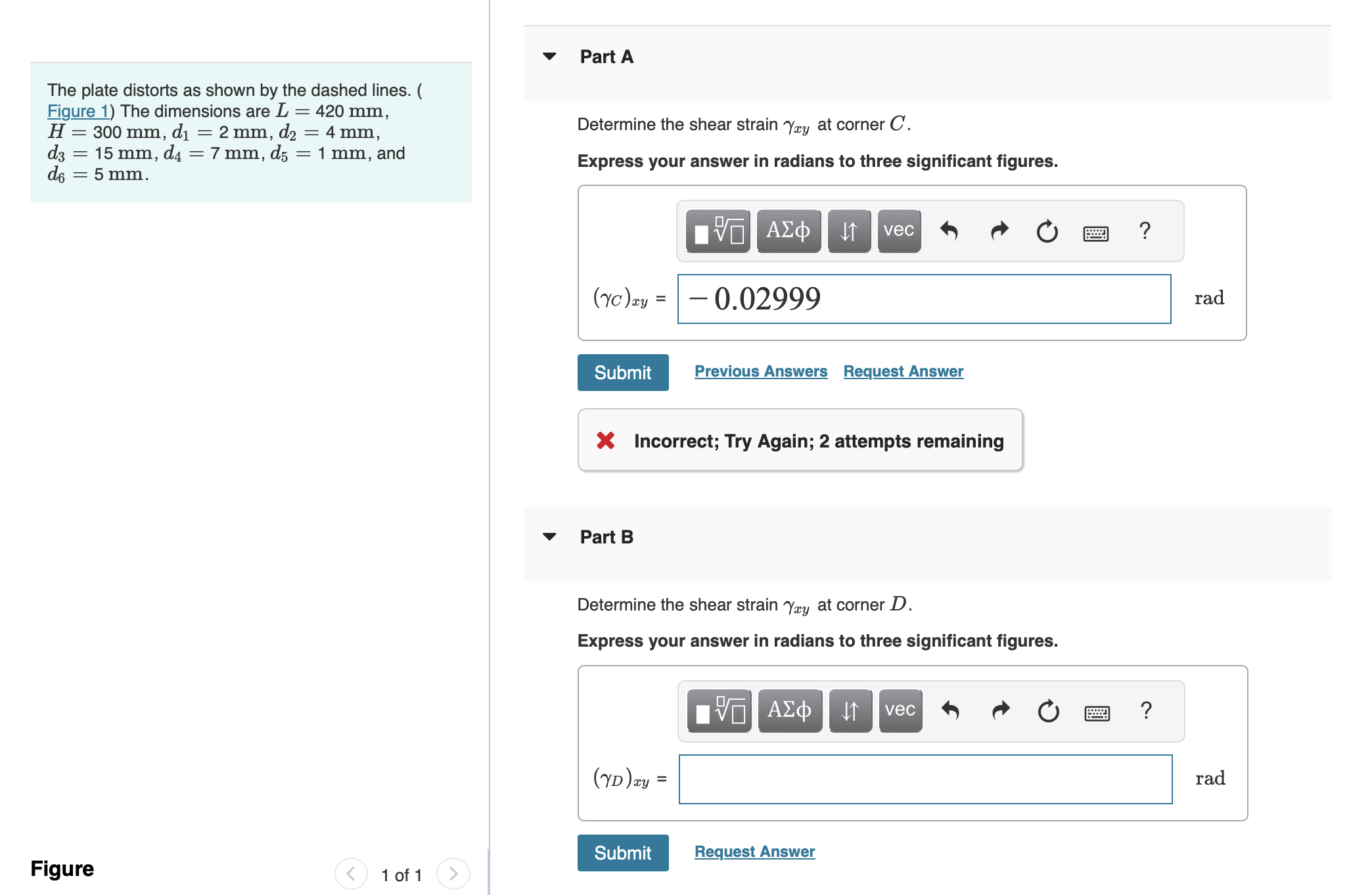Figure 1 of 1 The plate distorts as shown by the