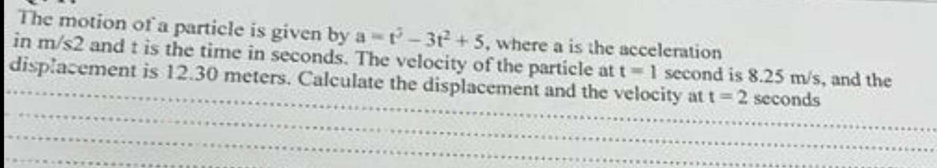 displacement is 1 2 . 3 0 meters. Calculate the