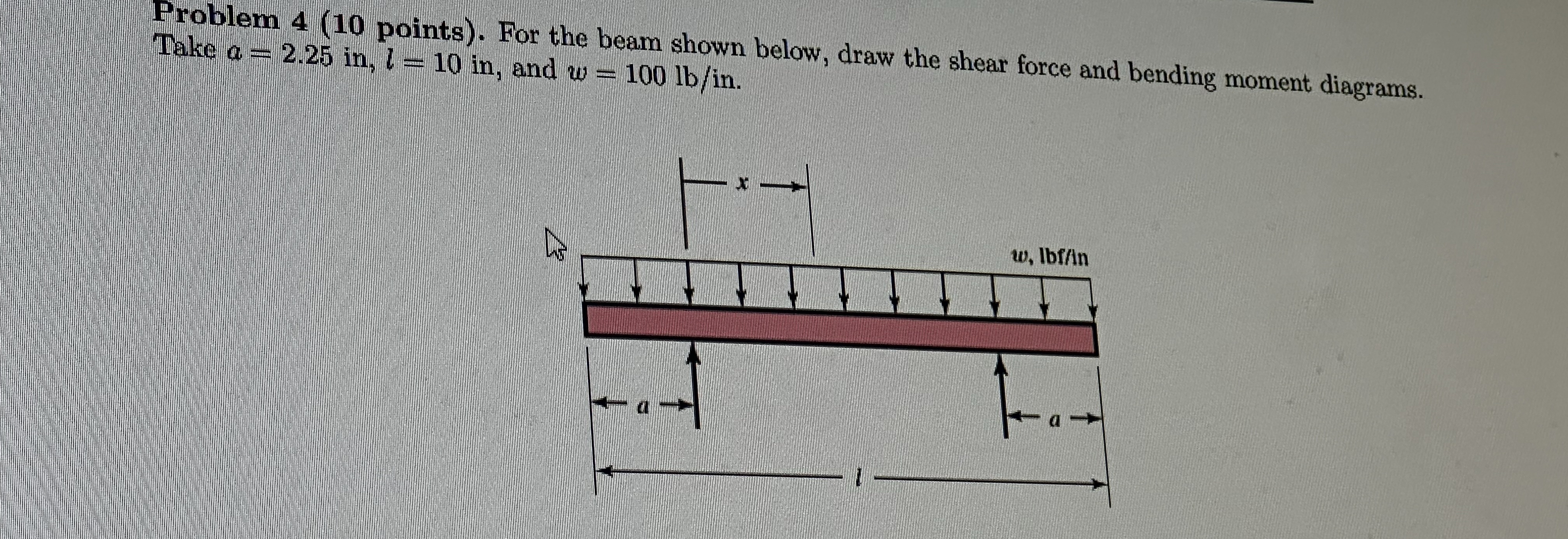 Problem 4 ( 1 0 points ) . For the beam shown