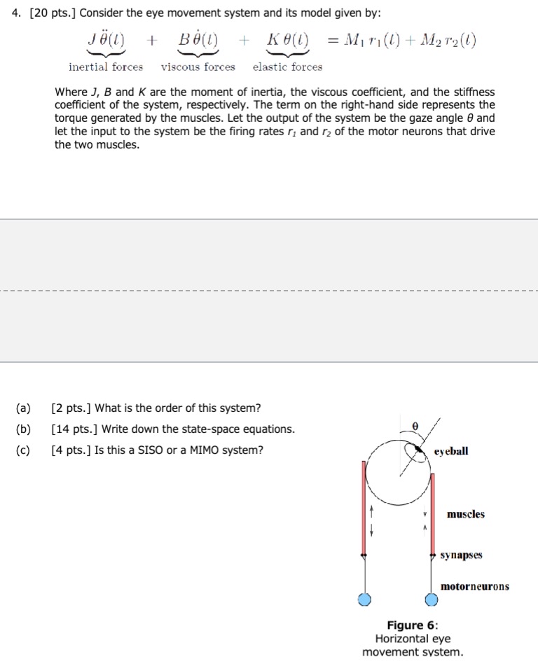 [ 2 0 pts . ] Consider the eye movement system