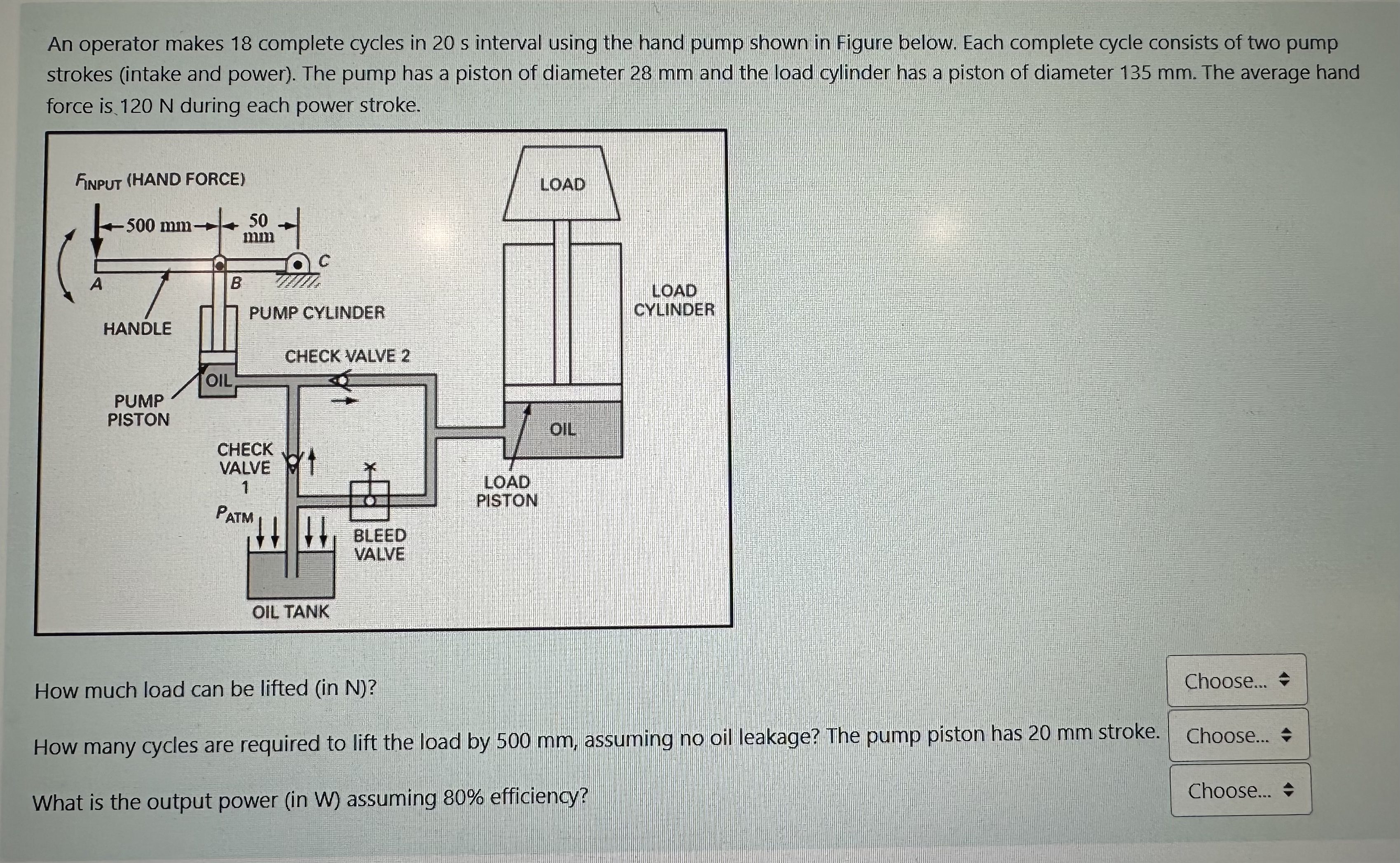 An operator makes 1 8 complete cycles in 2 0 s