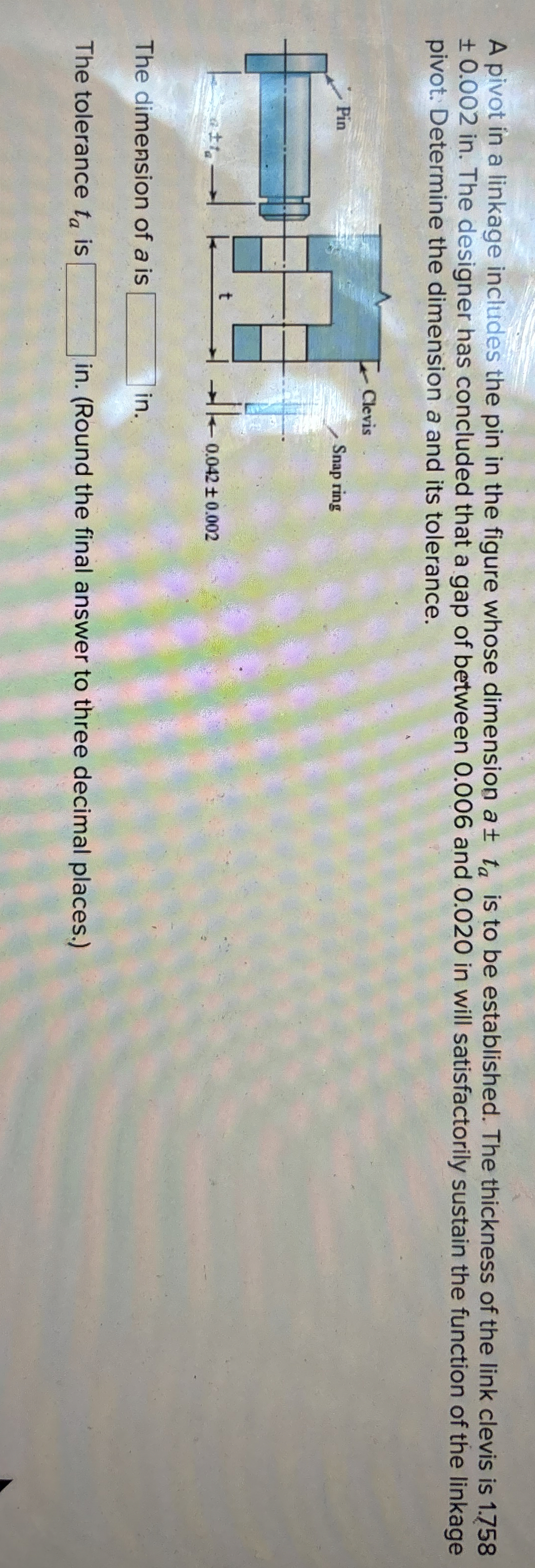 A pivot in a linkage includes the pin in the