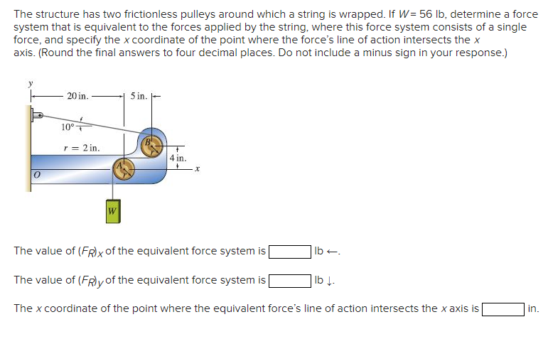 The structure has two frictionless pulleys around