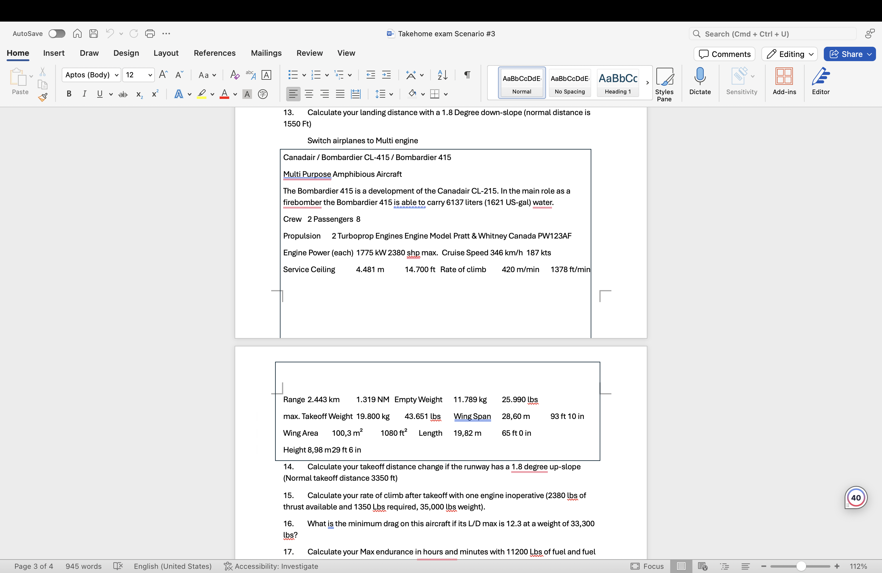 1 3 . Calculate your landing distance with a 1 .