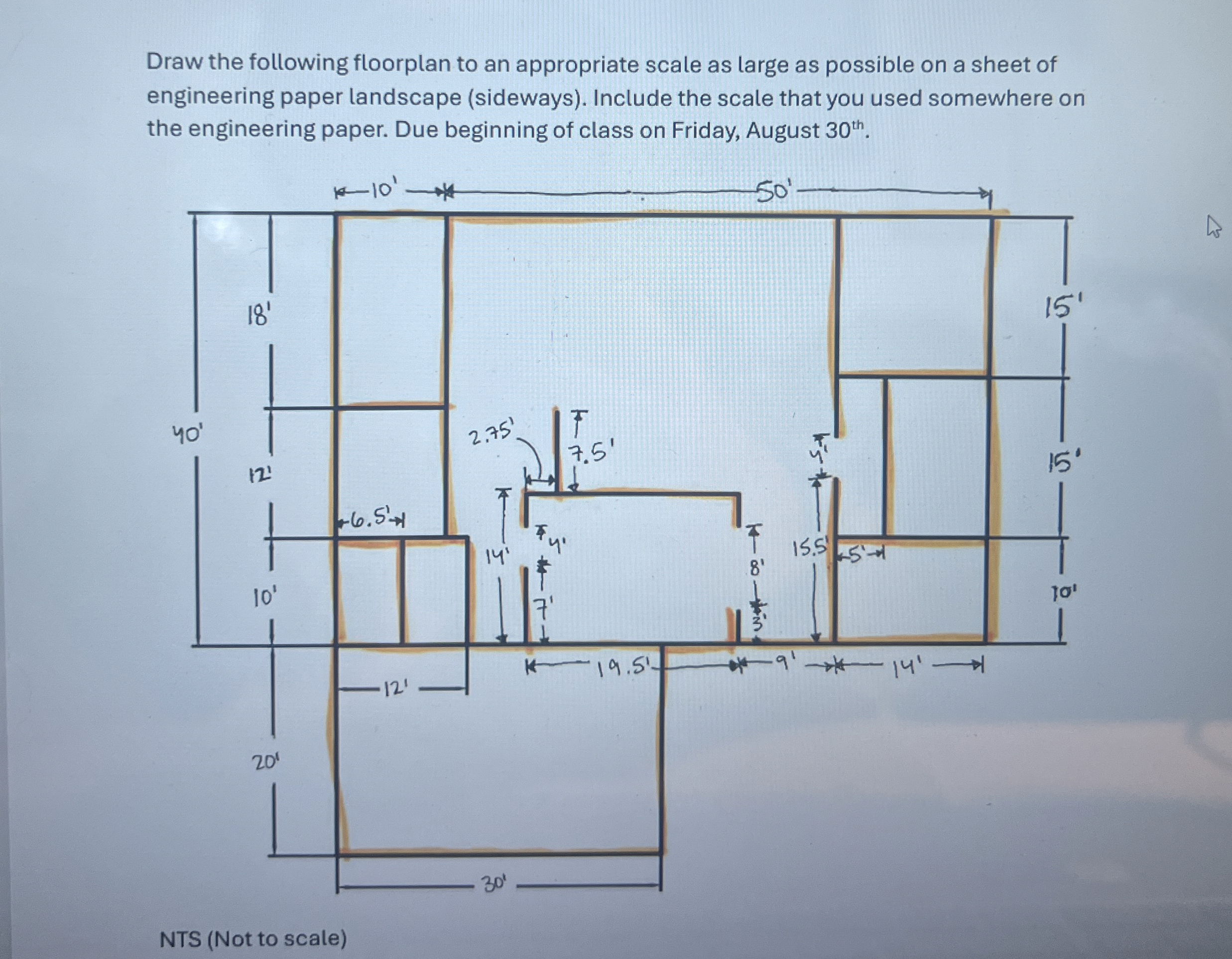 Draw the following floorplan to an appropriate