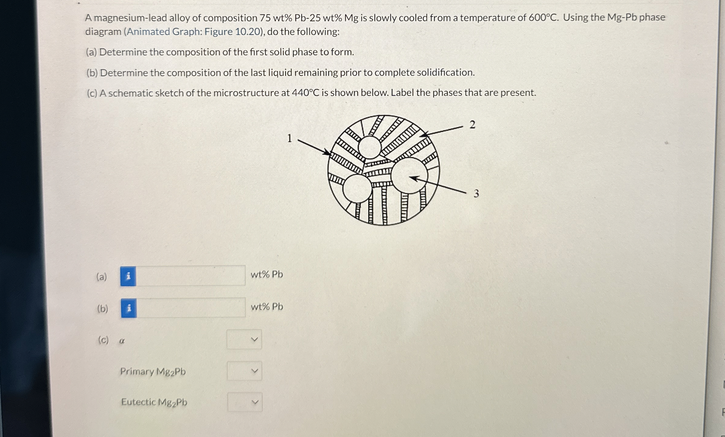 A magnesium - lead alloy of composition 7 5 w t %