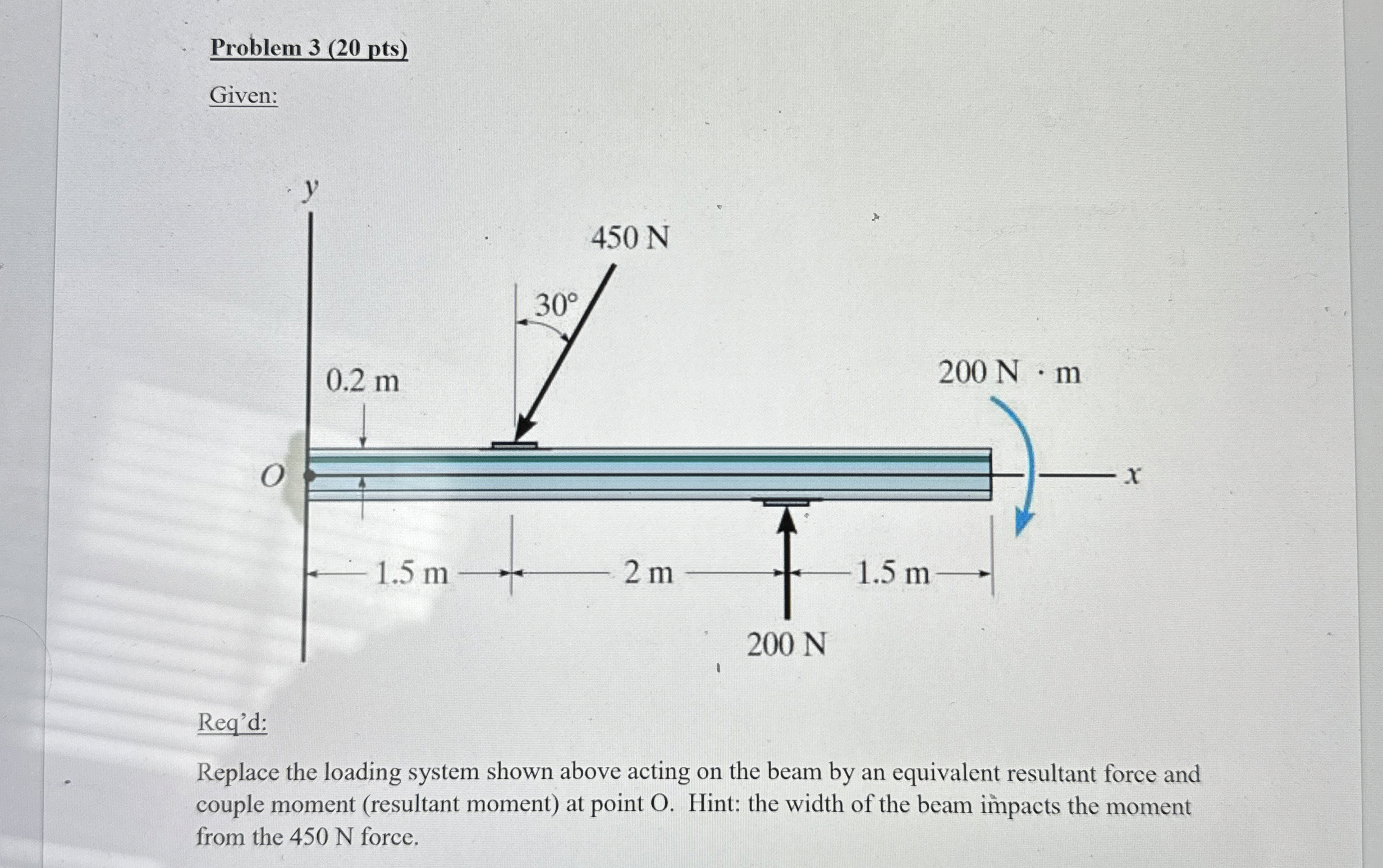 Problem pts ) Given: Req'd: Replace the loading