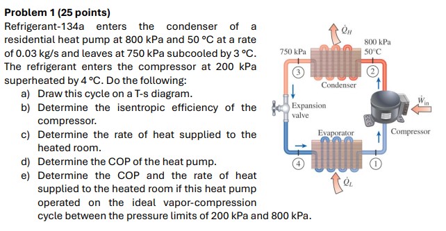 Problem 1 ( 2 5 points ) Refrigerant - 1 3 4 a