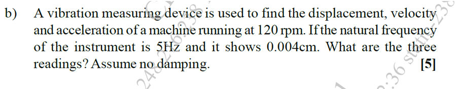 b ) A vibration measuring device is used to find