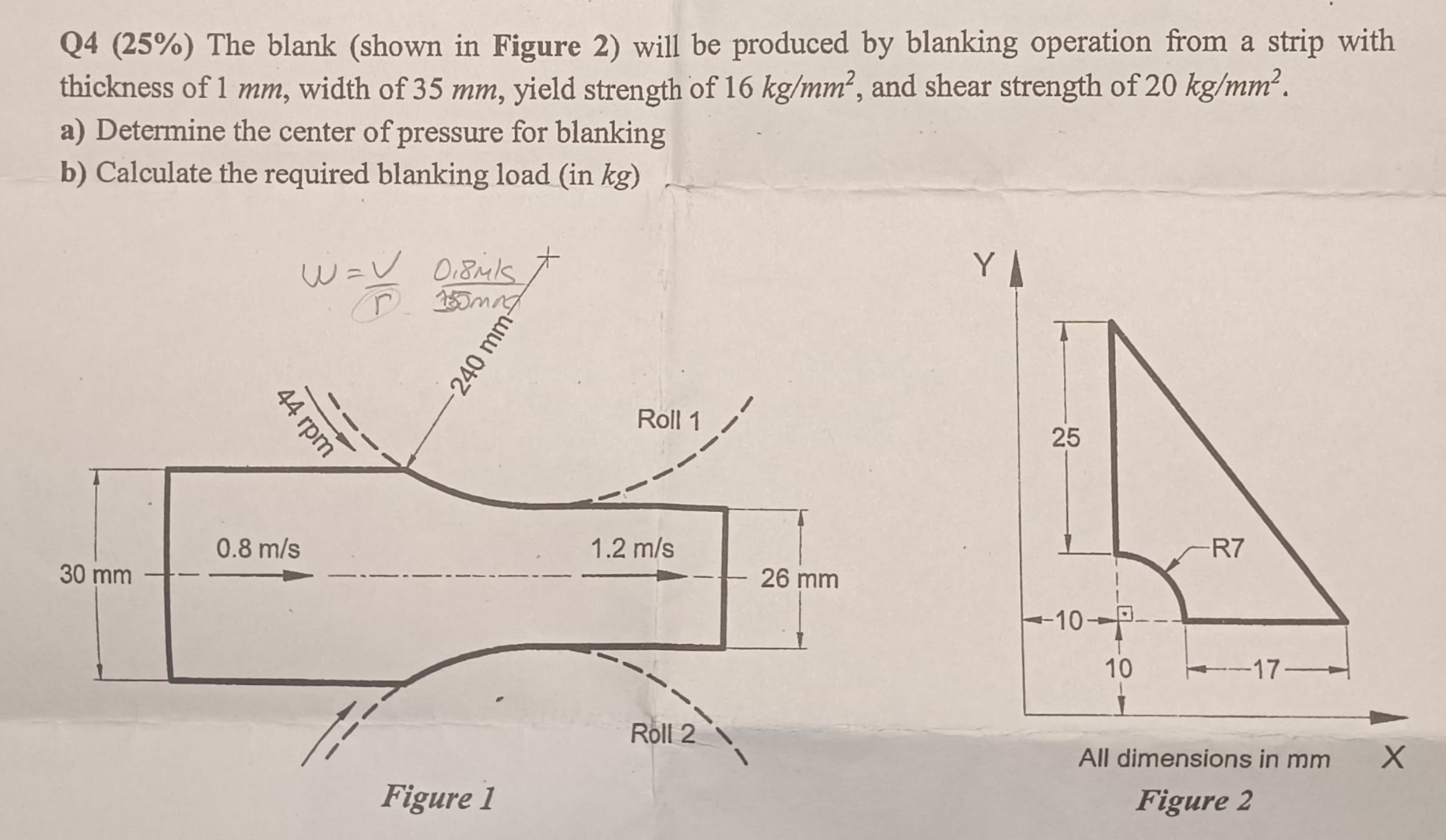 Q 4 ( 2 5 % ) The blank ( shown in Figure 2 )