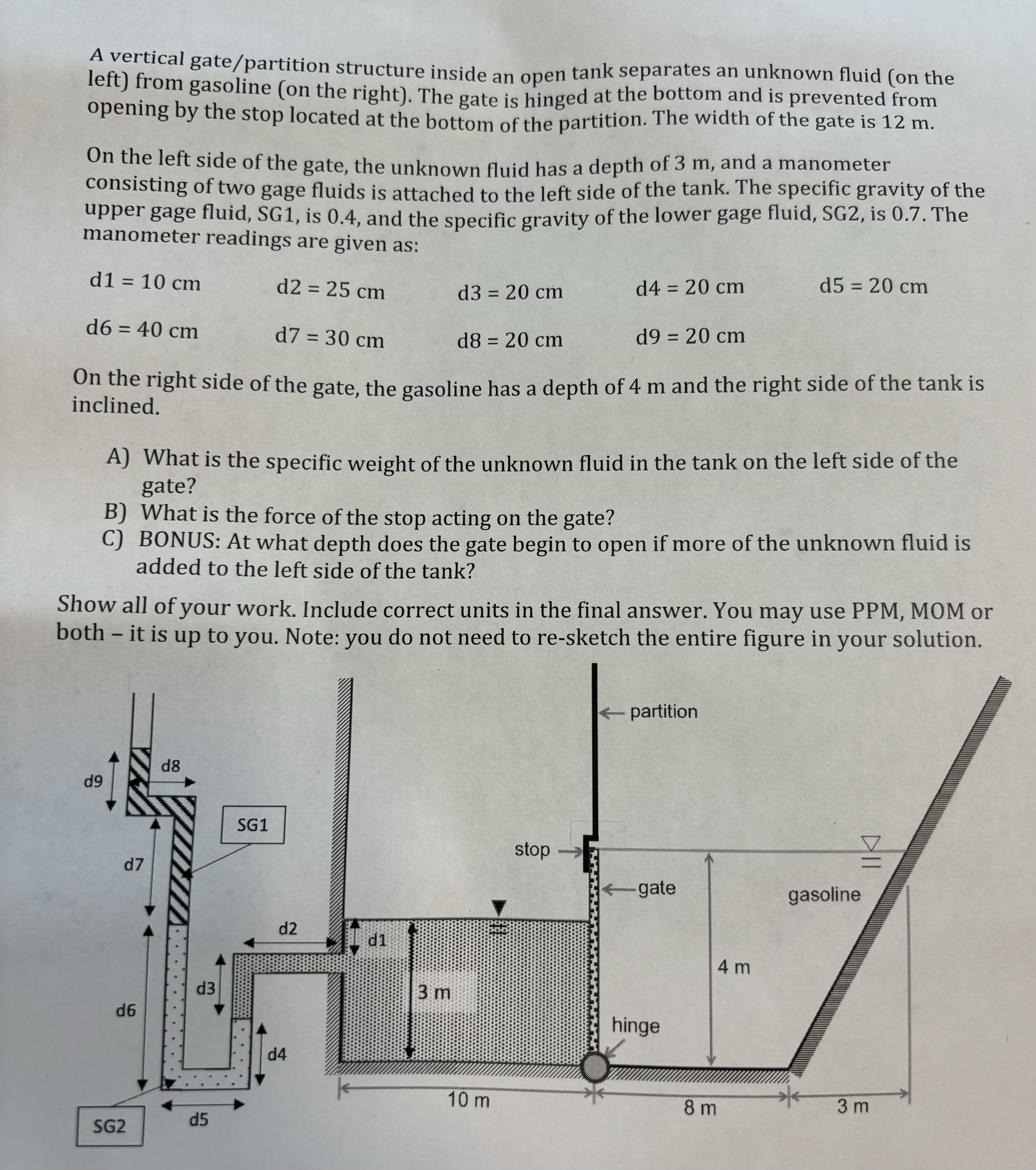 A vertical gate / partition structure inside an
