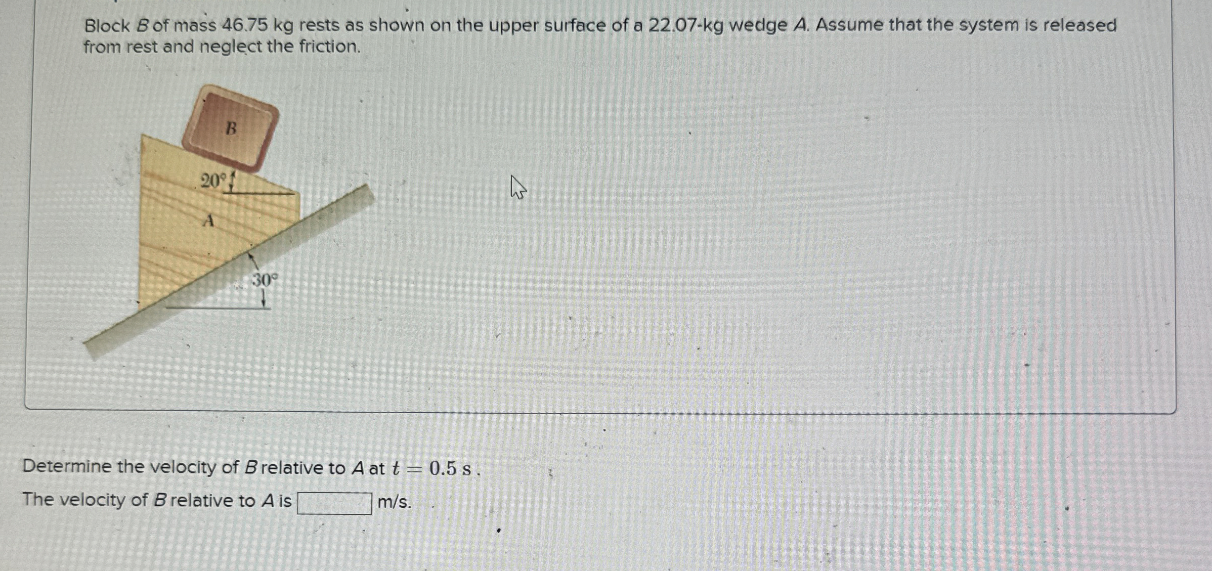 Block B of mass 4 6 . 7 5 kg rests as shown on