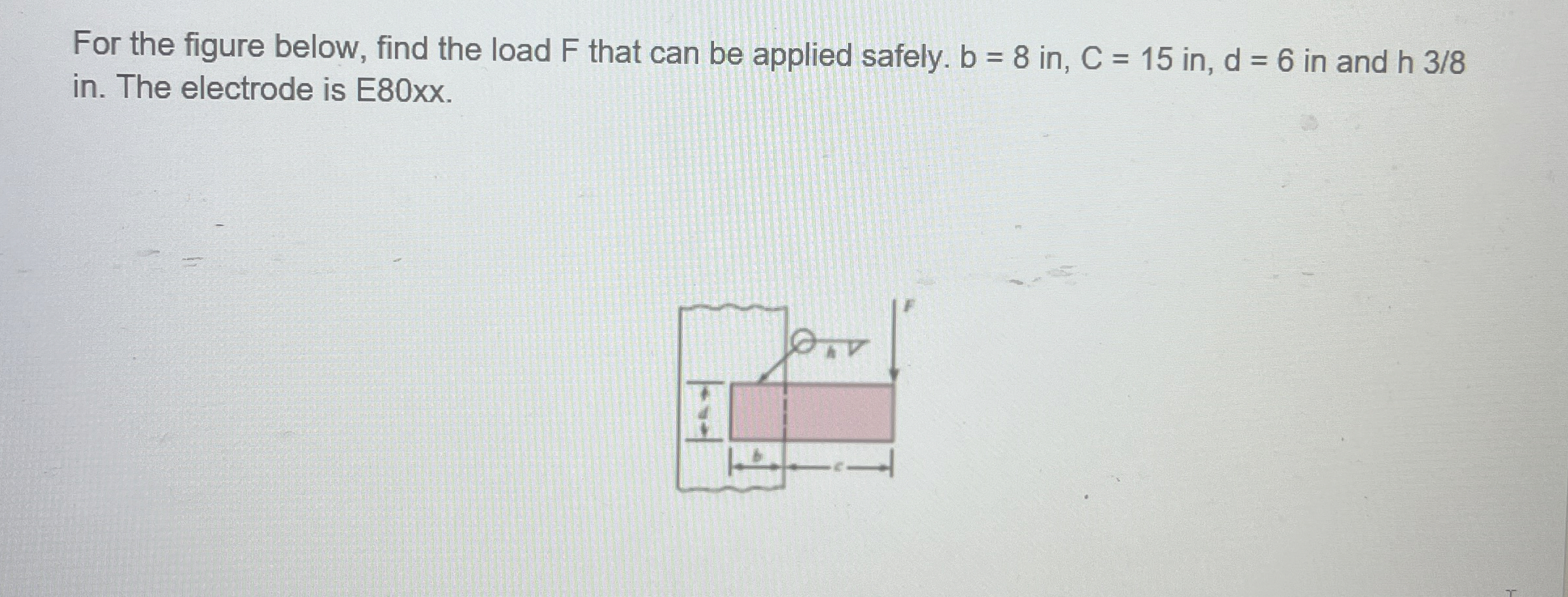 For the figure below, find the load F that can be