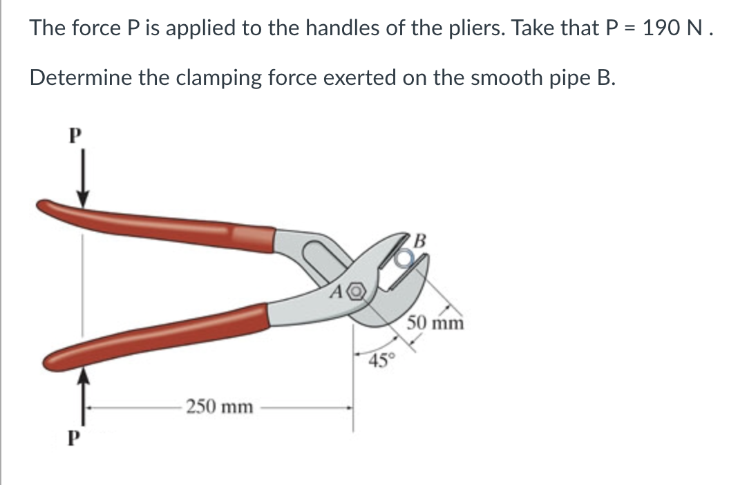 The force P is applied to the handles of the
