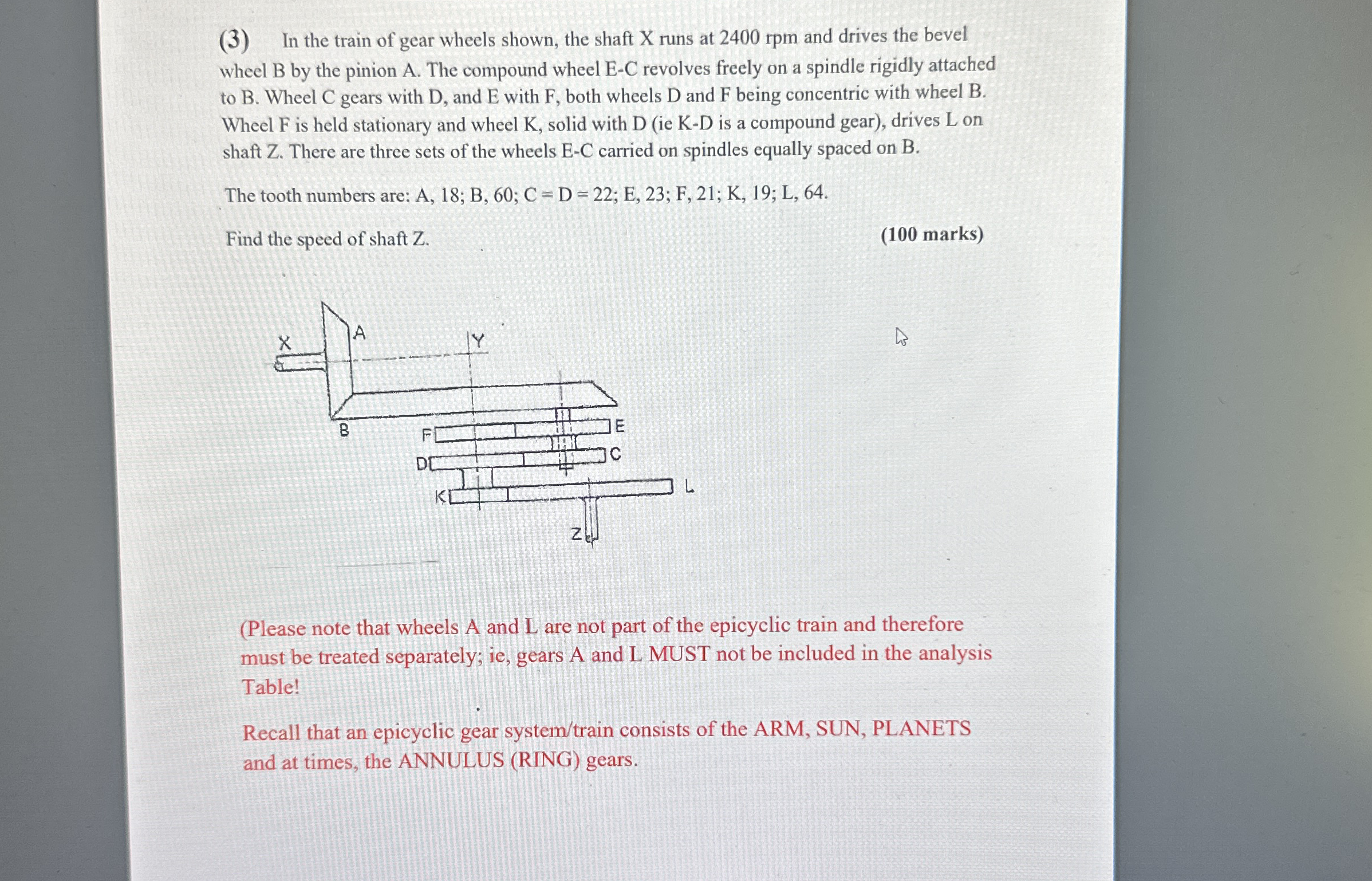 How to solve ( 3 ) In the train of gear wheels