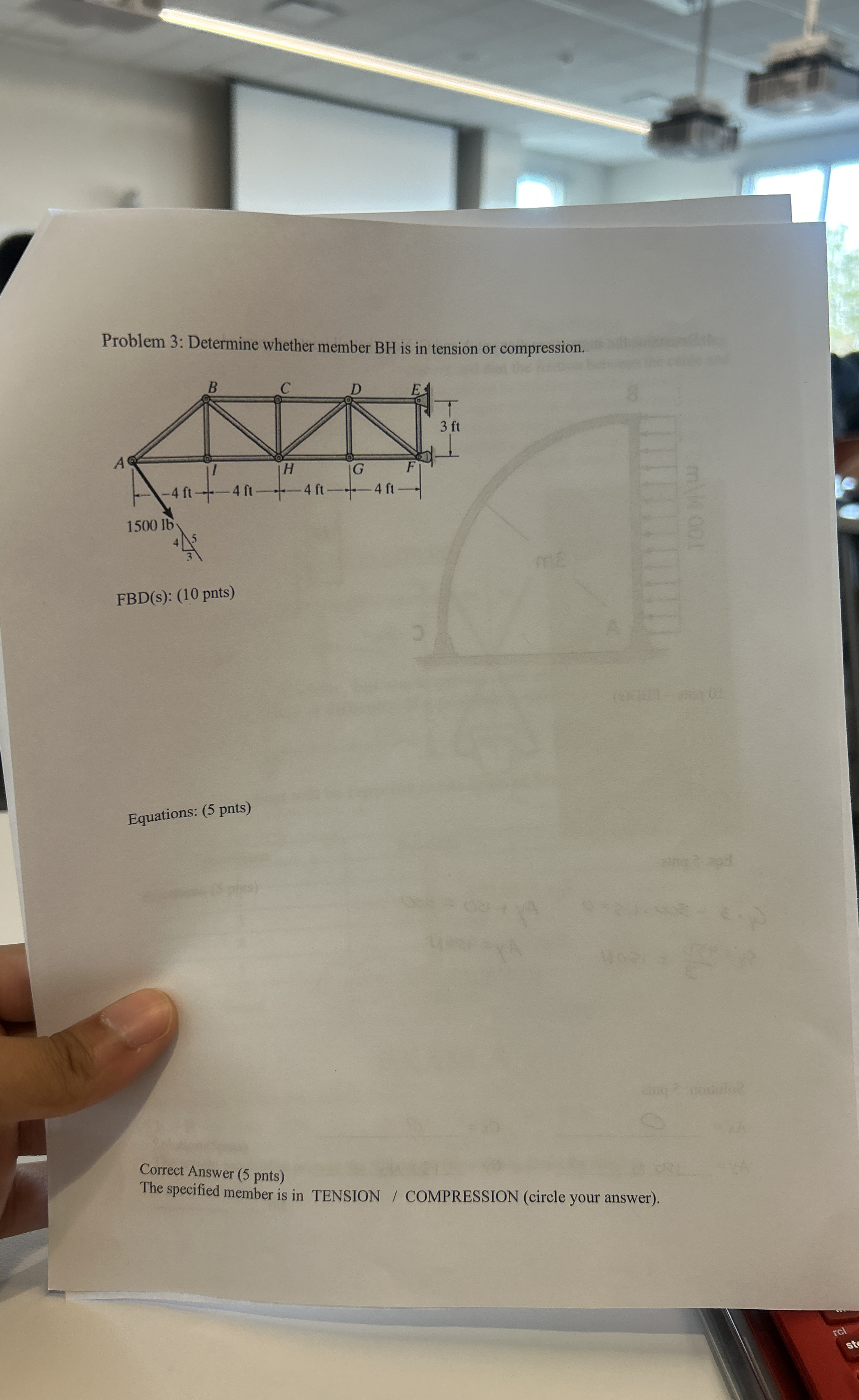 Problem 3 : Determine whether member BH is in