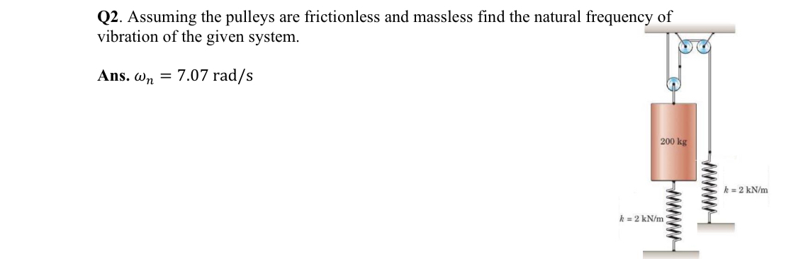 Q 2 . Assuming the pulleys are frictionless and