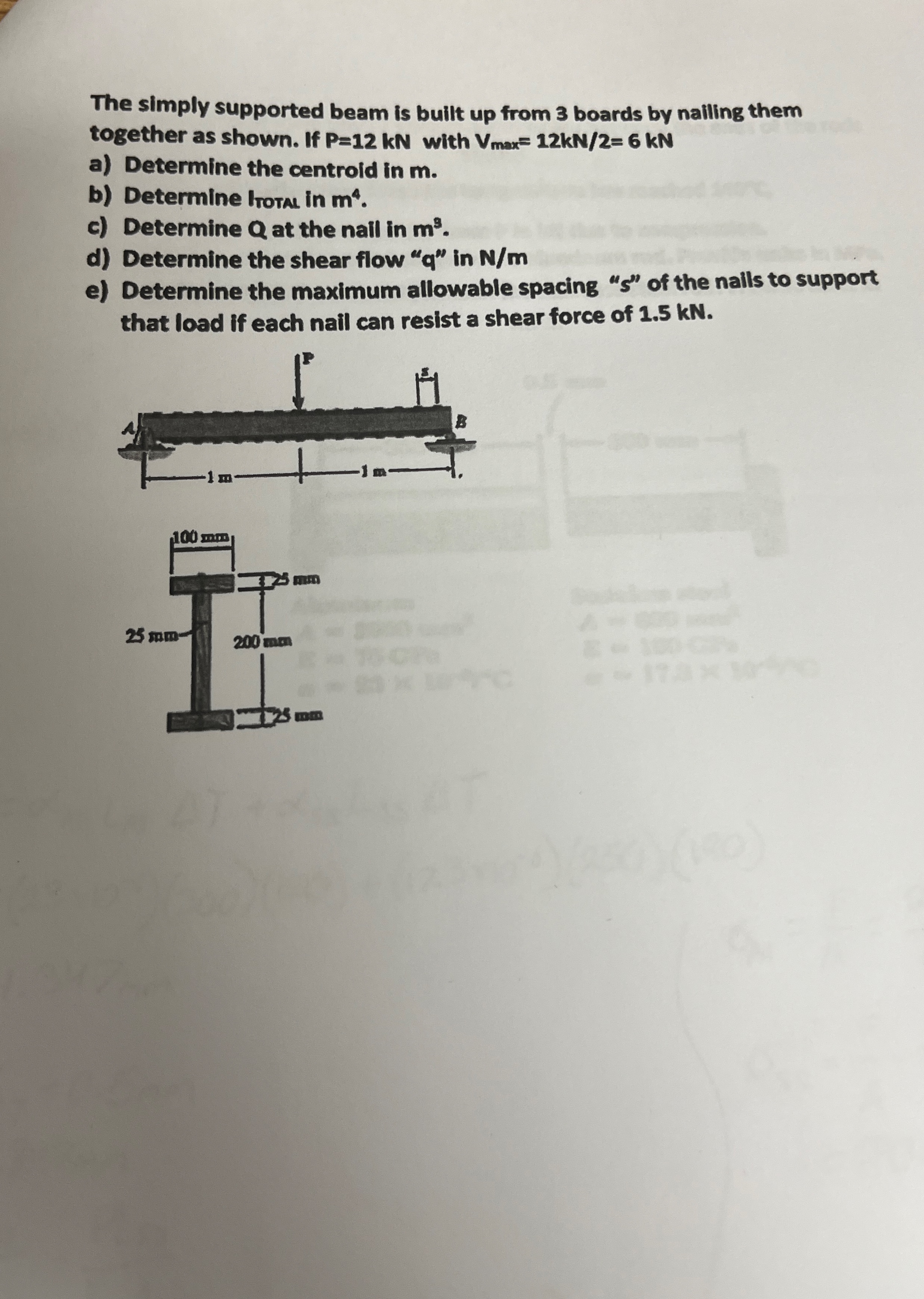 The simply supported beam is built up from 3