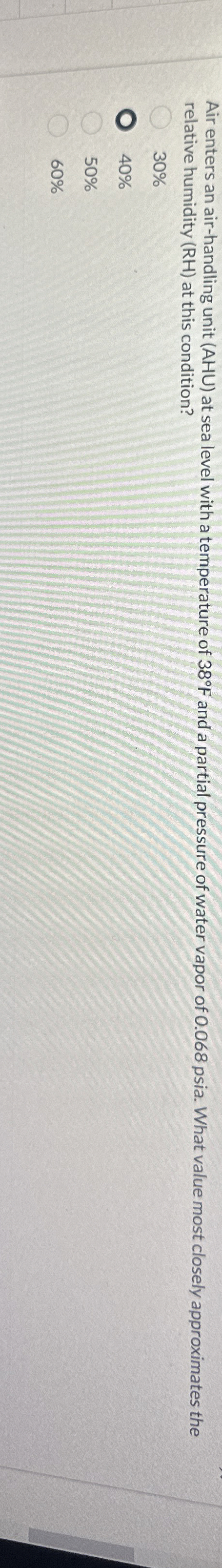 Air enters an air - handling unit ( AHU ) at sea