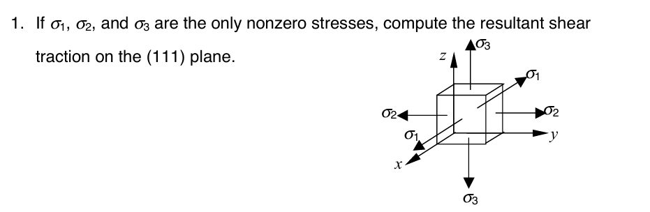 If 1 , 2 , and 3 are the only nonzero stresses,