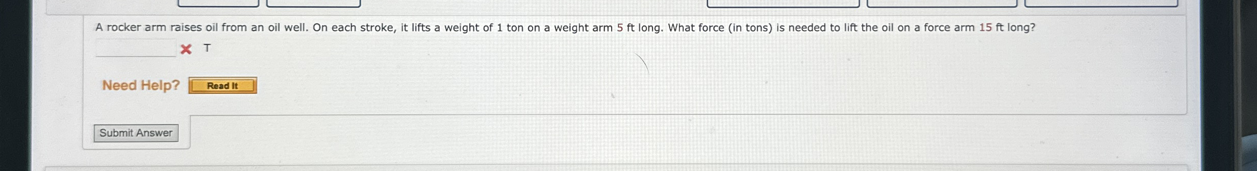 A rocker arm raises oil from an oil well. On each