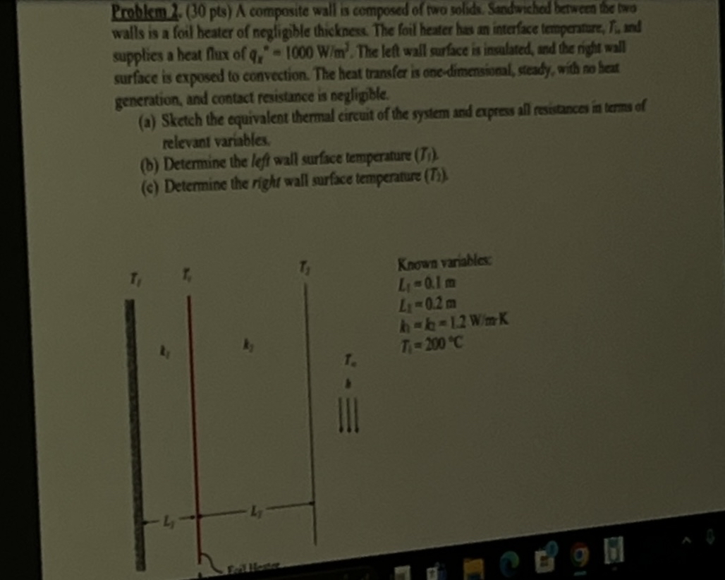 Problem. 2 . ( 3 0 pts ) A composite wall is