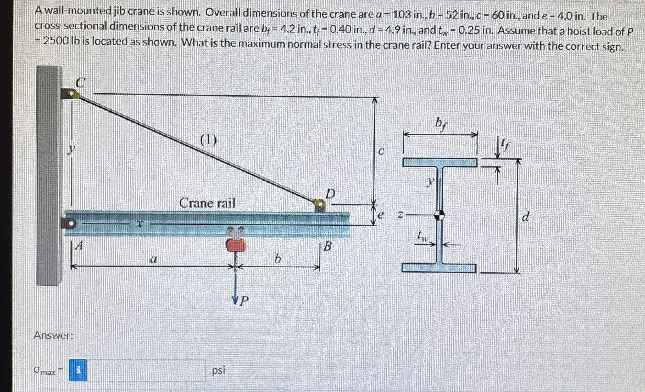 A wall - mounted jib crane is shown. Overall