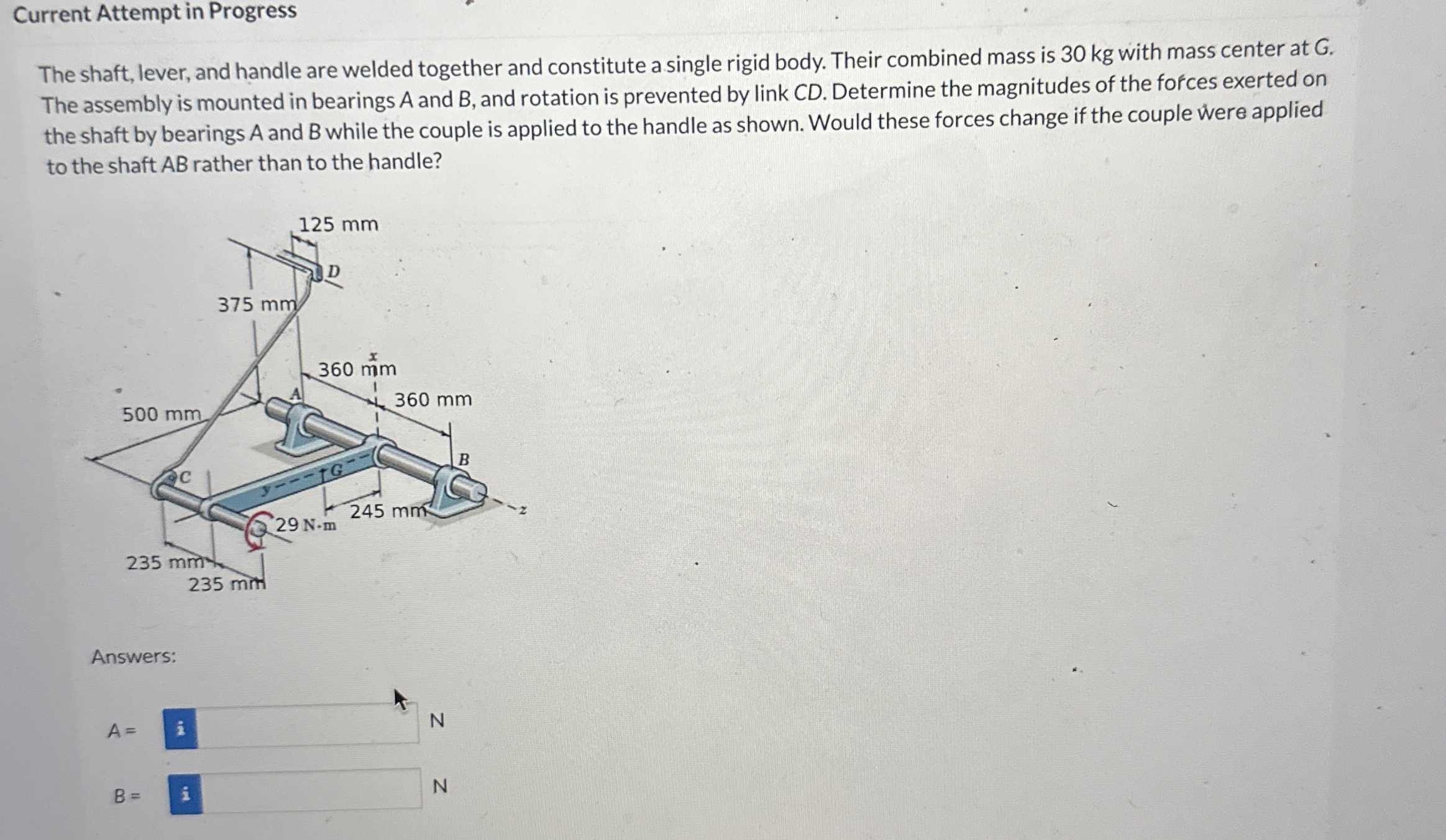 Current Attempt in Progress The shaft, lever, and