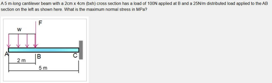 A 5 m - long cantilever beam with a \ ( 2 \