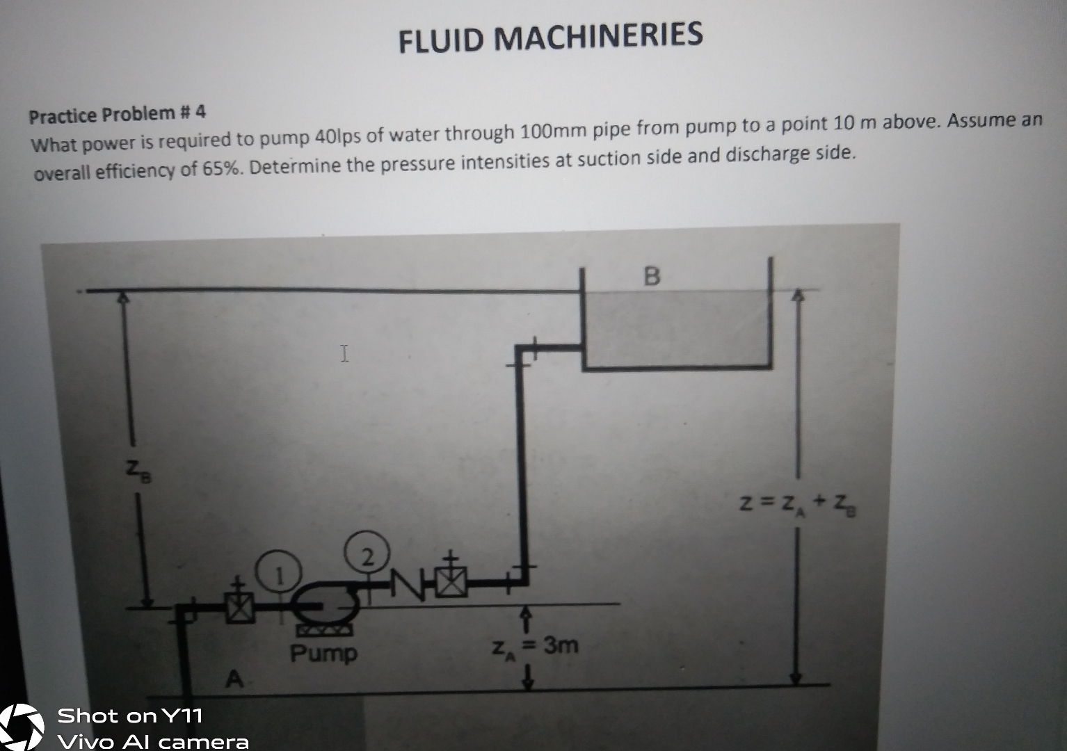 FLUID MACHINERIES Practice Problem# 4 What power