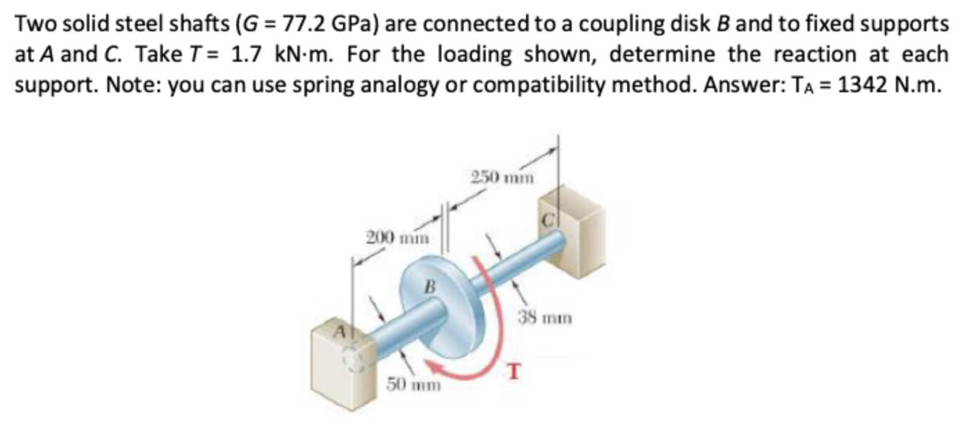 Two solid steel shafts ( G = 7 7 . 2 GPa ) are