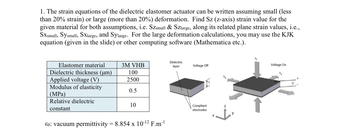 The strain equations of the dielectric elastomer
